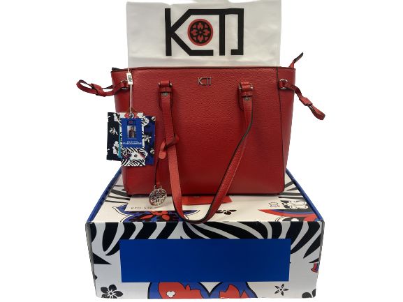 KTD Leather Tote Bag KTD-536 Rouge Vermillon by Kenzo Takada