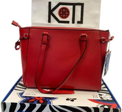 KTD Leather Tote Bag KTD-536 Rouge Vermillon by Kenzo Takada