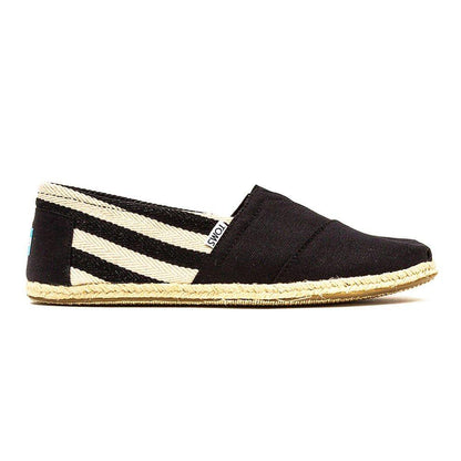 TOMS Men’s University Stripe Classic Alpargata Espadrilles Rope Loafer Black Slip-On