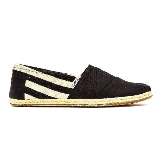 TOMS Men’s University Stripe Classic Alpargata Espadrilles Rope Loafer Black Slip-On