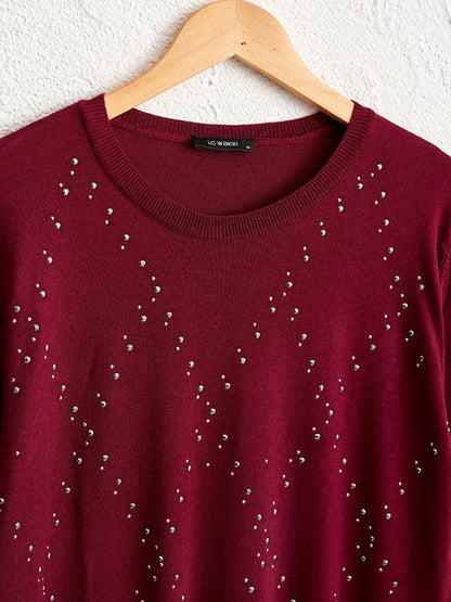 LC WAIKIKI Shiny knit sweater with sequin embroidery