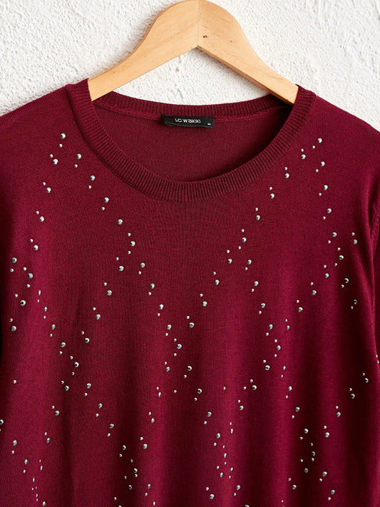 LC WAIKIKI Shiny knit sweater with sequin embroidery