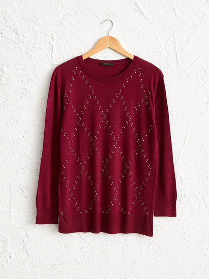 LC WAIKIKI Shiny knit sweater with sequin embroidery