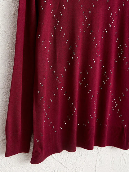 LC WAIKIKI Shiny knit sweater with sequin embroidery